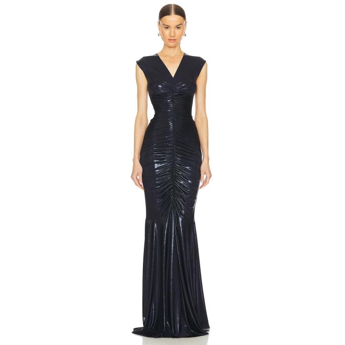 Norma Kamali 【 Sleeveless Deep V Neck Shirred Front Fishtail Gown Women True Navy 】 Sleeveless ノンスリーブ ディープ レディースファッション ドレス レディース 紺色 ネイビー 43,200円