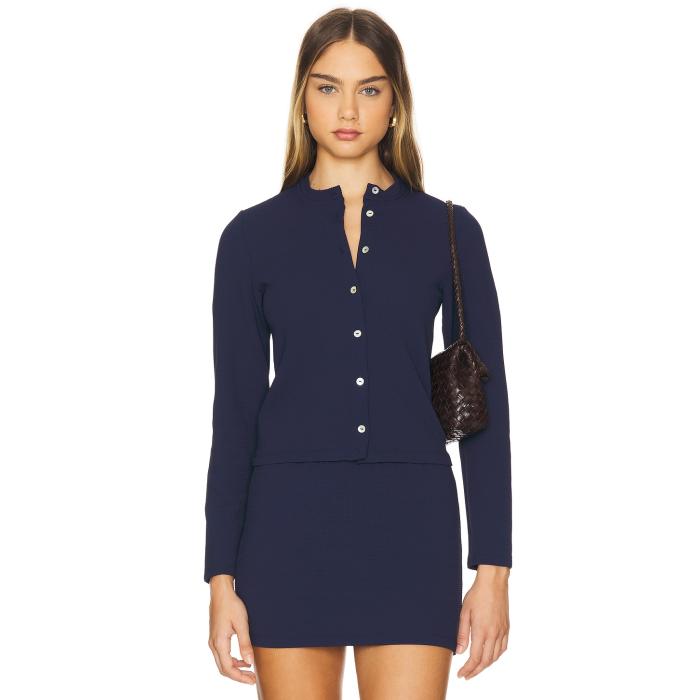 Donni. 【 The Box Weave Stretch Cardi Women Navy 】 ボックス レディースファッション トップス カーディガン ボレロ レディース 紺色 ネイビー