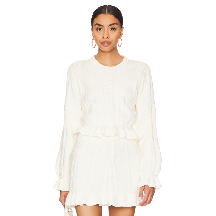ショウミーユアムームー Show Me Your Mumu 【 Ridley Ruffle Sweater Women Cream 】 トレーナー レディースファッション トップス ニット セーター セーター レディース クリーム