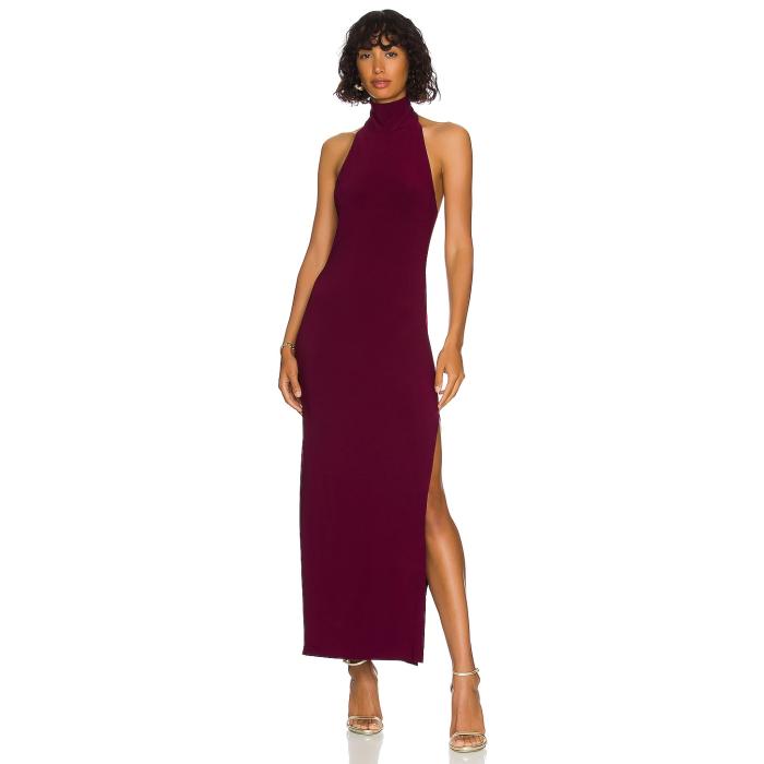 Norma Kamali 【 X Revolve Turtle Halter Side Slit Women Plum 】 レディースファッション ドレス レディース