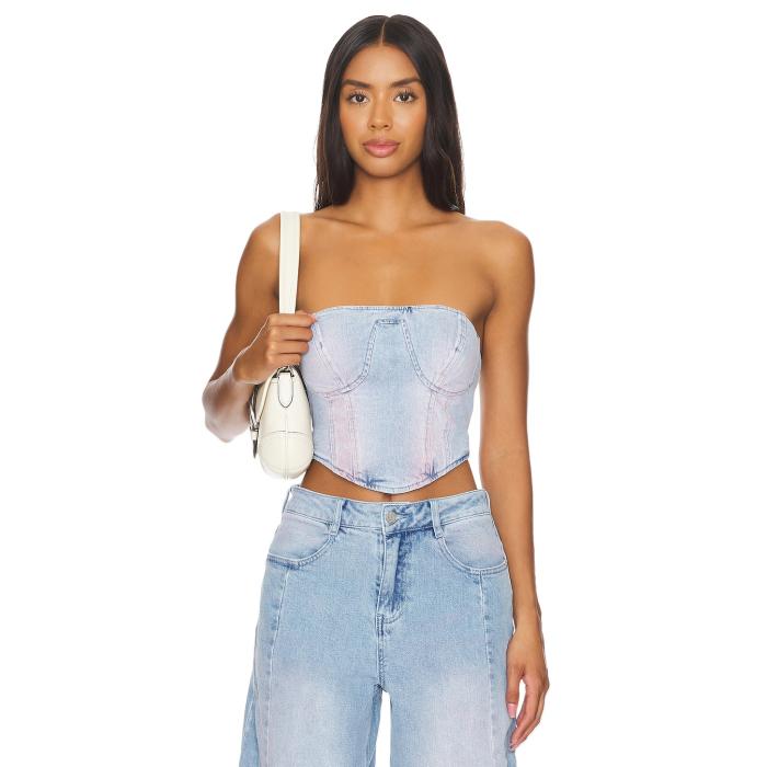 Afrm 【 Reid Bustier Women Blue Pink Denim Wash 】 レディース 青み 青色 pink サクラ色 ジーンズ
