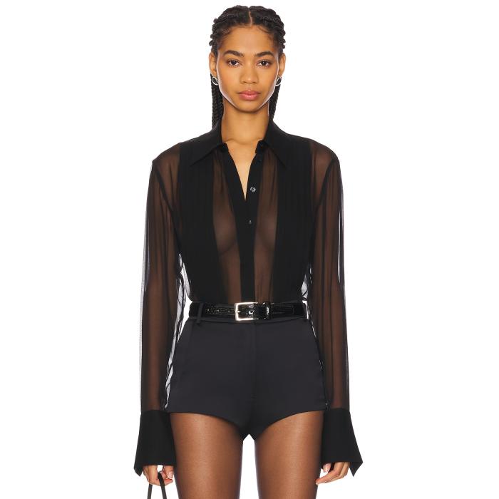 Sans Faff 【 Meghan Panelled Silk Blouse Women Black 】 レディース 黒いこと 黒いこと
