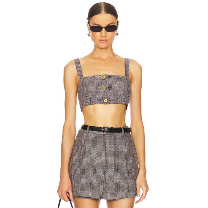 Self-Portrait 【 Check Crop Top Women Brown 】 Crop クロップ レディースファッション トップス その他 レディース 茶色 ブラウン 28,730円