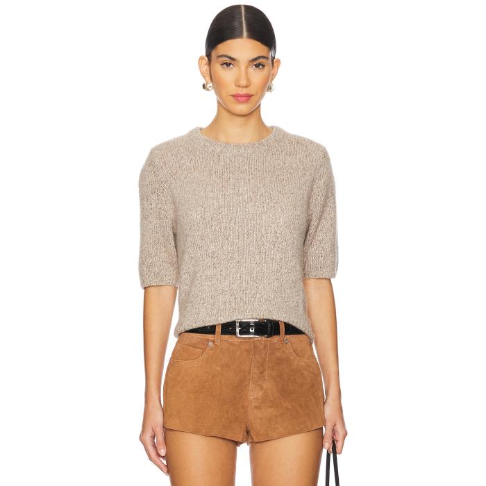 W. Cashmere 【 Brenda Short Sleeve Pullover Women Heather Brown 】 Sleeve 捩り レディース heather ギョリュウモドキ 赤銅色 赤銅色