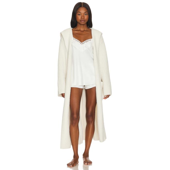 Barefoot Dreams 【 Cozychic Ribbed Hooded Robe Women Cream 】 ボンネット付 レディース 皮膚軟化剤