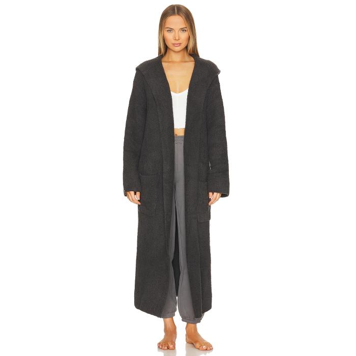Barefoot Dreams 【 Cozychic Ribbed Hooded Robe Women Carbon 】 ボンネット付 レディース 炭素