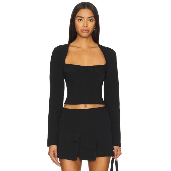 Camila Coelho 【 Millie Long Sleeve Top Women Black 】 Sleeve スリーブ レディースファッション トップス ベアトップ チューブトップ レディース 黒色 ブラック
