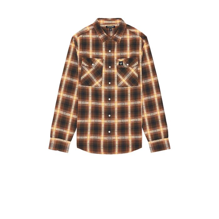 トゥルーレリジョン True Religion 【 Jacquard Workwear Shirt Men Chiffon Plaid 】 メンズファッション トップス カジュアルシャツ メンズ