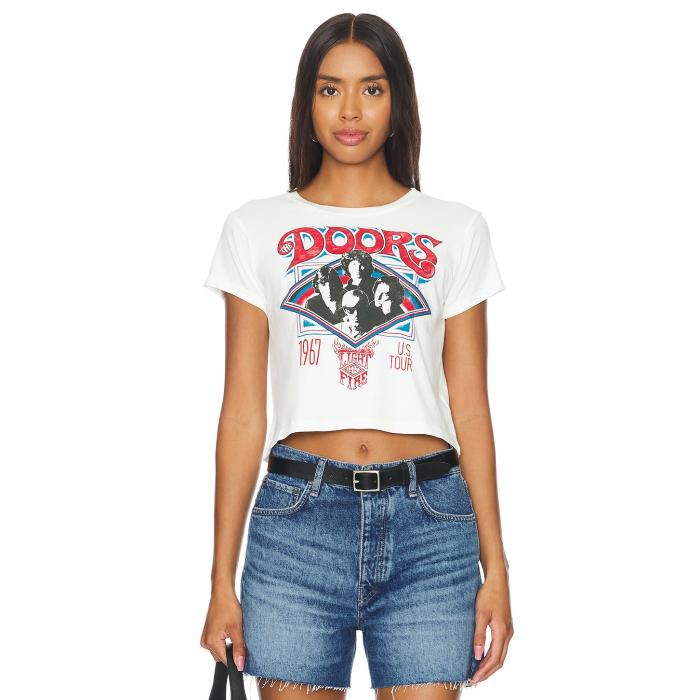Daydreamer 【 The Doors Light My Fire Camp Tee Women Vintage White 】 ファイア Tシャツ レディースファッション トップス Tシャツ カットソー レディース vintage ビンテージ・ヴィンテージ 白色 ホワイト