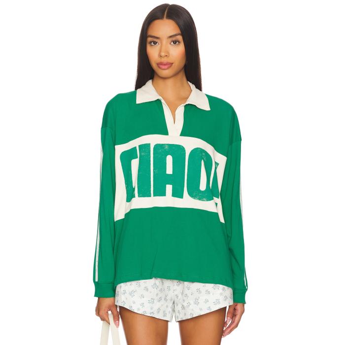 Daydreamer 【 Ciao Rugby Long Sleeve Top Women Jade & White 】 ラグビー Sleeve スリーブ レディースファッション トップス その他 レディース 翡翠・ジェード 白色 ホワイト