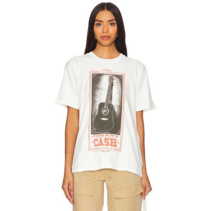 Daydreamer 【 Johnny Cash Guitar Weekend Tee Shirt Women Vintage White 】 Tシャツ レディースファッション トップス Tシャツ カットソー レディース vintage ビンテージ・ヴィンテージ 白色 ホワイト