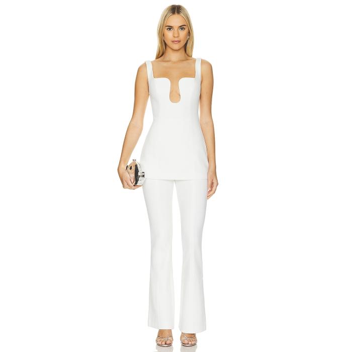 Misha 【 X Revolve Belva Jumpsuit Women Ivory 】 飛び降りる背広 レディース 象牙色