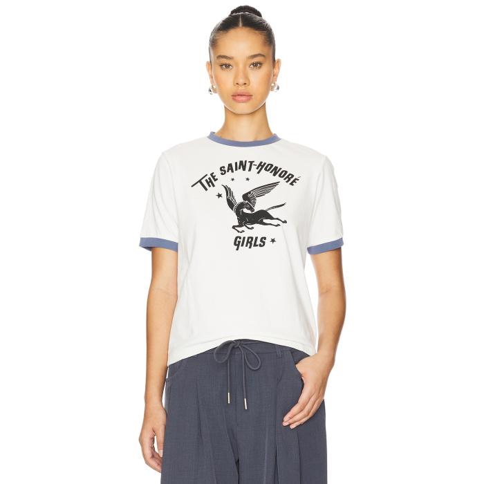 Etre Cecile 【 St Honore Girls Ringer Tshirt Women Ecru & Navy 】 レディースファッション トップス その他 レディース 紺色 ネイビー