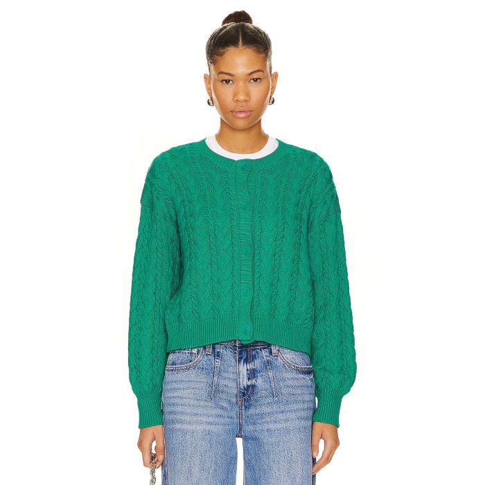 525 【 Brooke Allover Cable Cardigan Women Kelly Green 】 カーディガン レディースファッション トップス カーディガン ボレロ レディース green 緑・グリーン