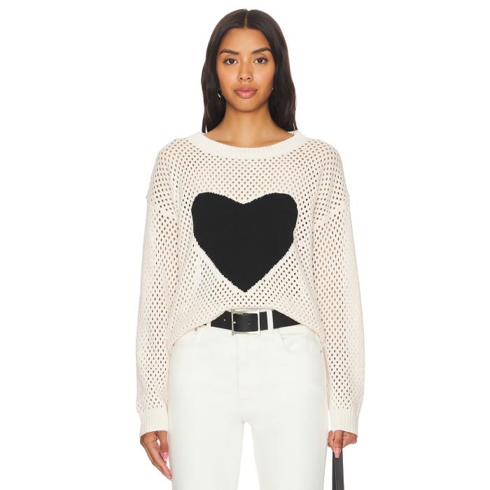 Central Park West 【 Dove Open Stitch Heart Crew Women Ivory & Black 】 クルー レディースファッション トップス ニット セーター その他 レディース アイボリー 黒色 ブラック 26,057円