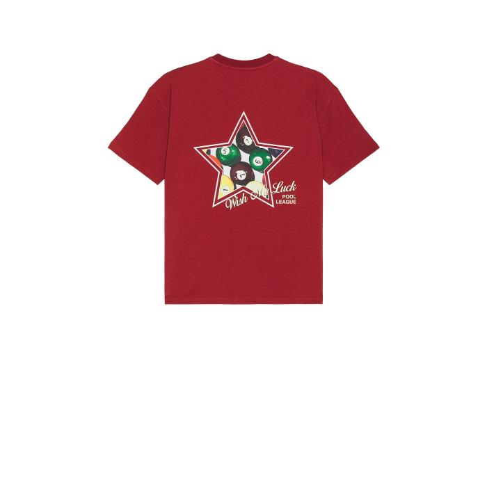 Wish Me Luck 【 Pool League Tee Unisex Burgundy 】 スウィミングプール プルオーバー ユニ一発やる ぶどう酒色・バーガンディー
