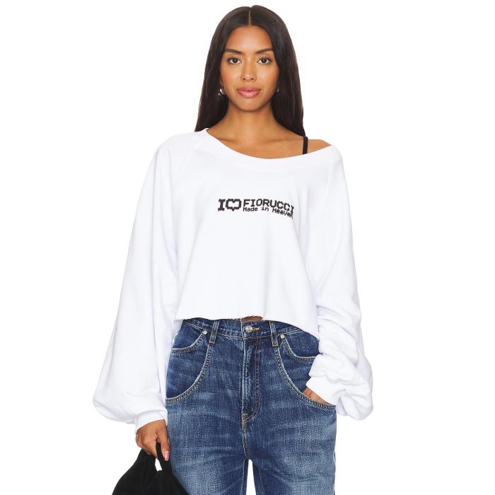 フィオルッチ Fiorucci 【 I Love Print Cropped Sweatshirt Women White 】 スウェット トレーナー レディースファッション トップス スウェット トレーナー レディース 白色 ホワイト 33,475円