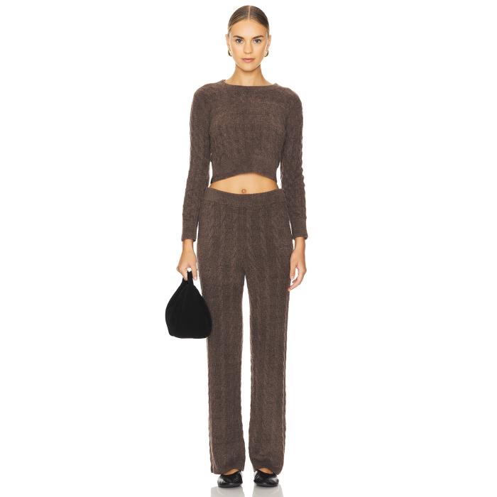 Barefoot Dreams 【 X Revolve Cozychic Lite Cable Pullover \u0026 Pant Set Women JAVA 】 ともし火 ズボン下 レディース