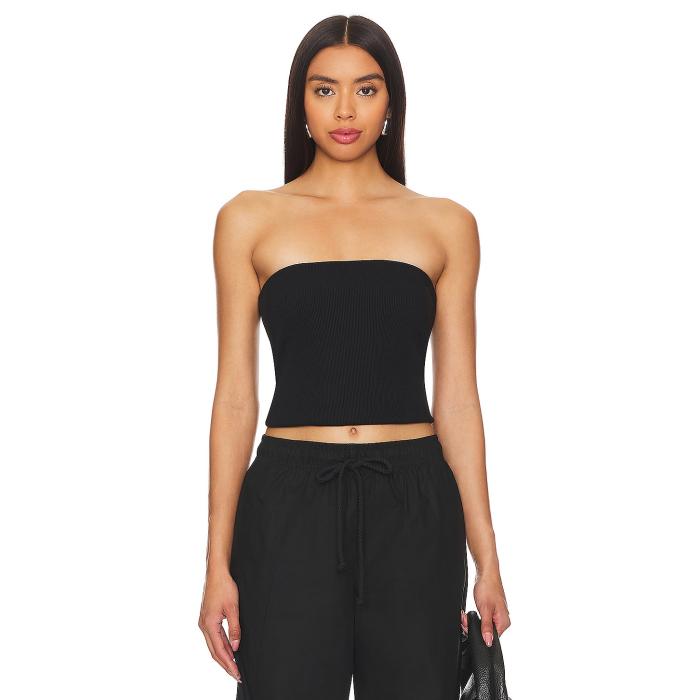 Donni. 【 Rib Tube Top Women Jet 】 レディースファッション トップス ベアトップ チューブトップ レディース