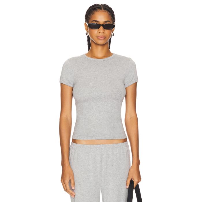 Donni. 【 Baby Rib Baby Tee Women Heather Grey 】 Tシャツ レディースファッション トップス Tシャツ カットソー レディース heather ヘザー 灰色 グレー