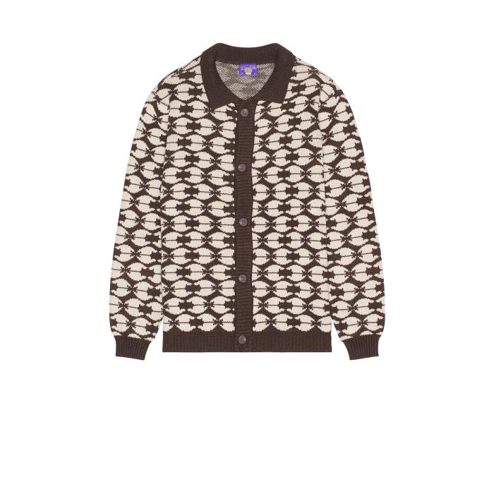 Coney Island Picnic 【 Instarsia Collared Cardigan Men French Oak & Deep Taupe 】 カーディガン メンズファッション トップス カーディガン メンズ ディープ