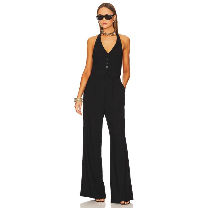 アマンダアプリチャード Amanda Uprichard 【 Isadore Jumpsuit Women Black 】 飛び降りる背広 レディース 黒いこと 黒いこと