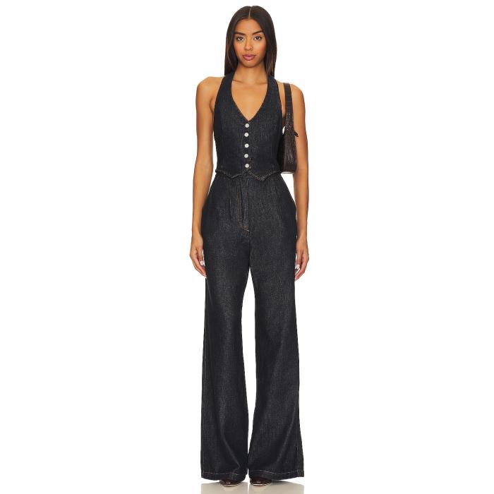 アマンダアプリチャード Amanda Uprichard 【 X Revolve Isadore Denim Jumpsuit Women Indigo 】 ジーンズ 飛び降りる背広 レディース 藍色・インディゴ
