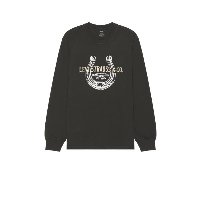 リーバイス Levi's 【 Relaxed Long Sleeve Graphic Tee Men Pirate Black 】 Sleeve スリーブ グラフィック Tシャツ メンズファッション トップス Tシャツ カットソー メンズ 黒色 ブラック