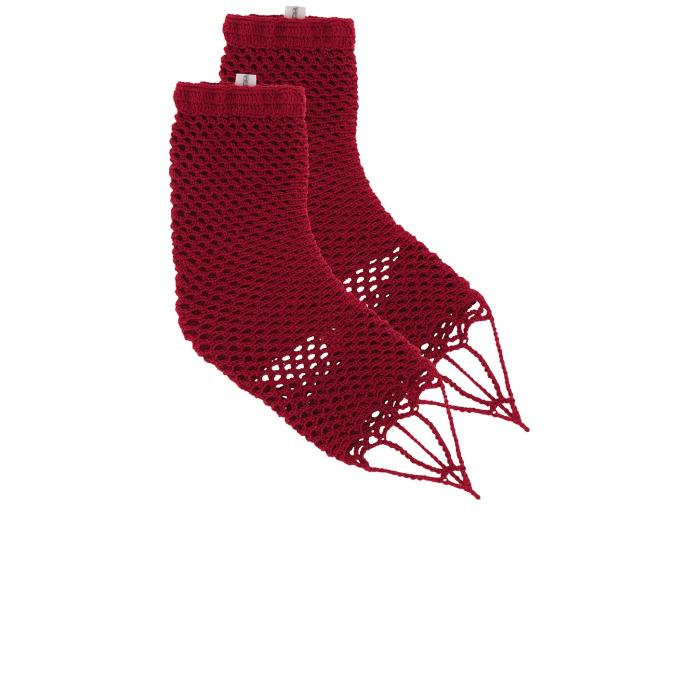Nastyamasha 【 Crochet Midi Socks Women Red 】 ソックス・靴下 インナー 下着 ナイトウェア レディース 靴下 レッグウェア 靴下 レディース Red 赤・レッド