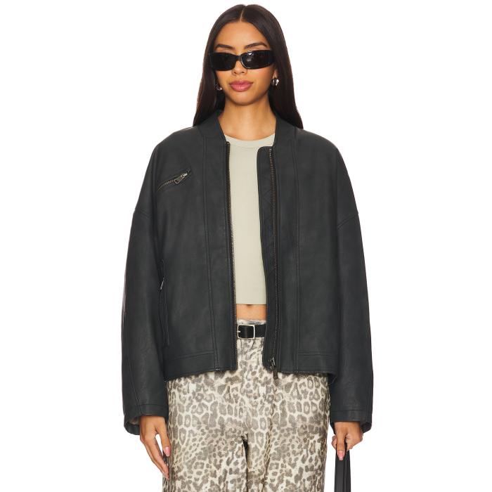 フリーピープル Free People 【 X We The Free Vinny Faux Leather Bomber Women Black 】 無償性 なめし革 レディース 黒いこと 黒いこと レディースファッション-コート・ジャケット