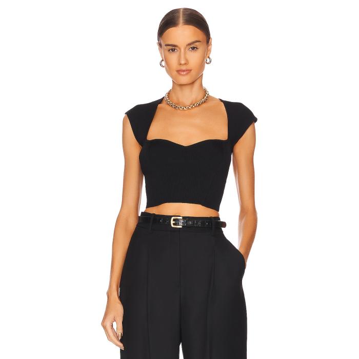 Simkhai 【 Abia Cropped Tee Women Black 】 ティーシャツ レディース 黒いこと 黒いこと