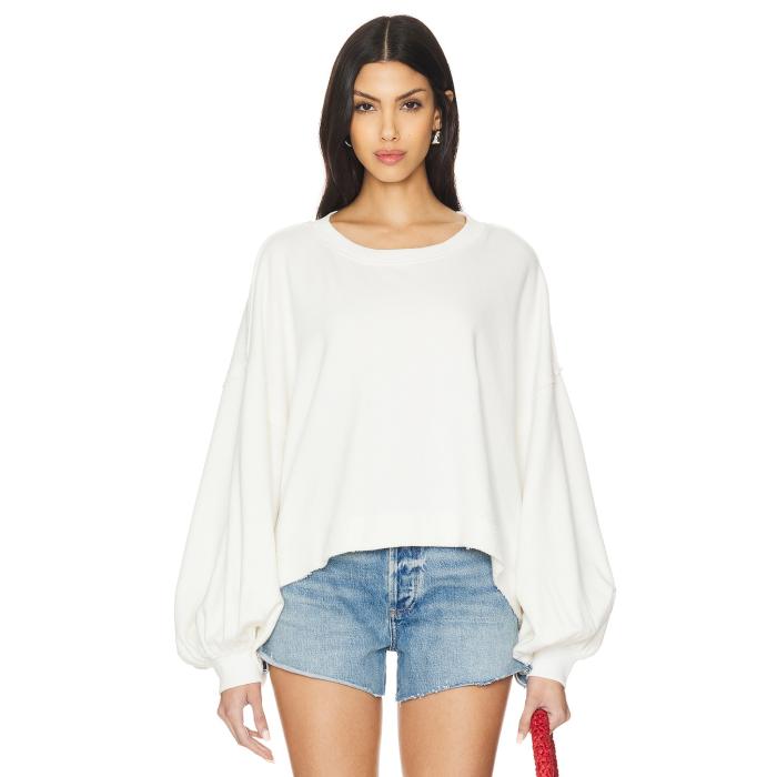 フリーピープル Free People 【 Trish Sweatshirt Women White 】 スウェット トレーナー レディースファッション トップス スウェット トレーナー レディース 白色 ホワイト