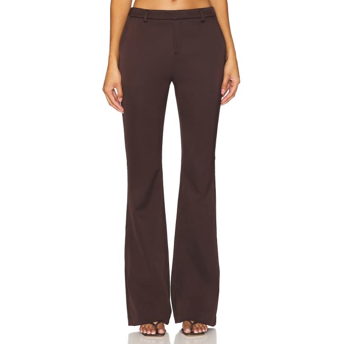 Ser.o.ya 【 Elvira Heavy Satin Flare Trouser Women Ash Brown 】 サテン レディースファッション ボトムス パンツ レディース 茶色 ブラウン