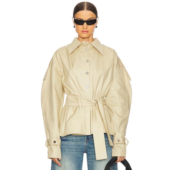 Aaizel 【 Puffy Sleeve Belted Jacket Women Sand 】 Sleeve スリーブ Jacket ジャケット レディースファッション コート ジャケット レディース 砂色・サンド