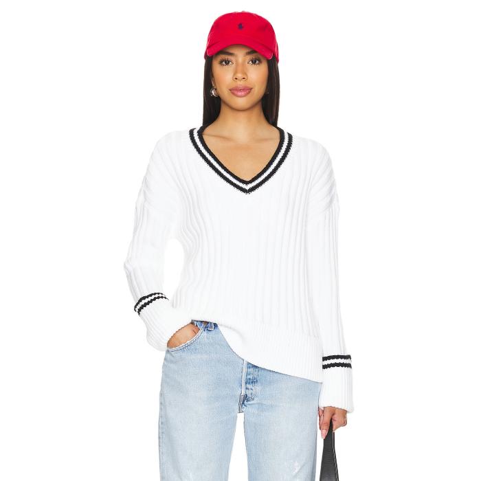 Lovers And Friends 【 Danil V Neck Sweater Women White & Black 】 トレーナー レディースファッション トップス ニット セーター セーター レディース 白色 ホワイト 黒色 ブラック