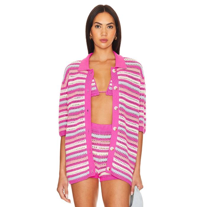 Lovers And Friends 【 Lucia Cardigan Women Pink & Blue Multi 】 カーディガン レディースファッション トップス カーディガン ボレロ レディース pink ピンク 青色 ブルー