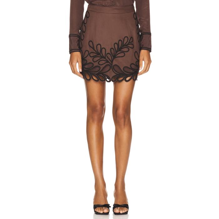 Karina Grimaldi 【 Odile Embroidered Skirt Women Chocolate 】 レディースファッション ボトムス スカート レディース