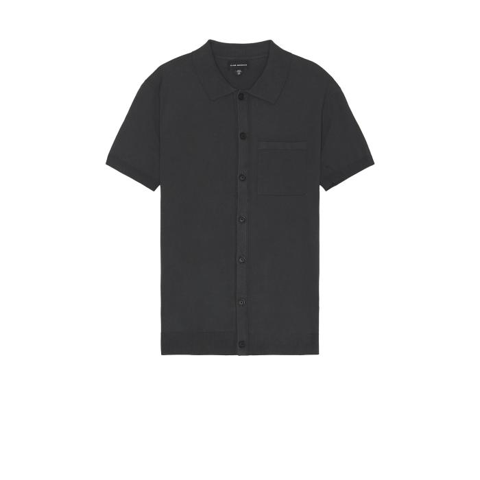Club Monaco 【 Short Sleeve Tech Button Down Shirt Men Coal 】 Sleeve スリーブ テック ダウン メンズファッション トップス カジュアルシャツ メンズ