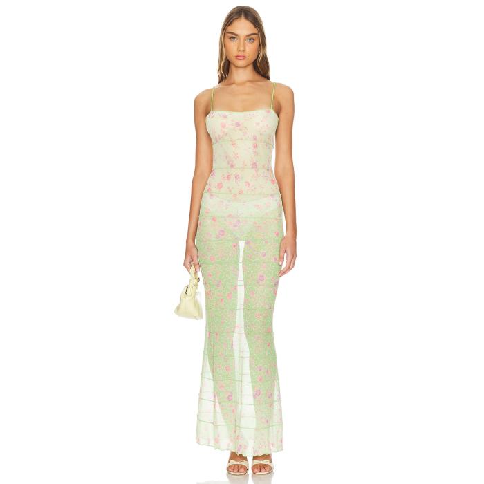 Majorelle 【 Blake Maxi Dress Women Green Multi 】 一時停止 お召しもの レディース green 緑・緑であること ドレス-レディースファッション