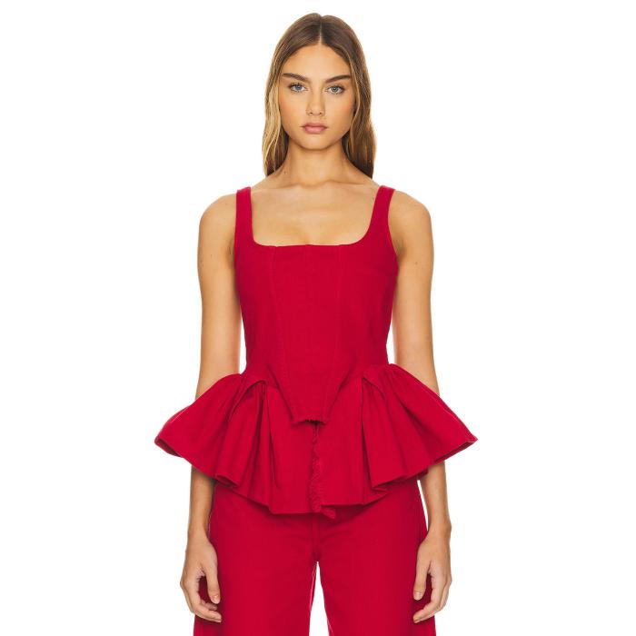 Marques ' Almeida 【 Corset With Pleated Hip Panels Women Red 】 レディースファッション トップス タンクトップ レディース Red 赤・レッド 45,720円