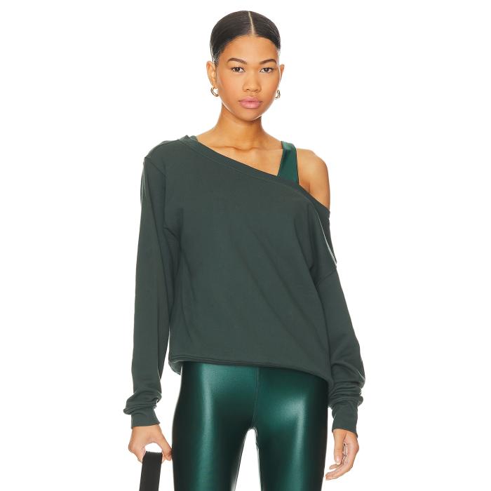 スピリチュアルギャングスター Spiritual Gangster 【 Vida Off Shoulder Sweatshirt Women Deep Forest 】 スウェット トレーナー レディースファッション トップス スウェット トレーナー レディース ディー