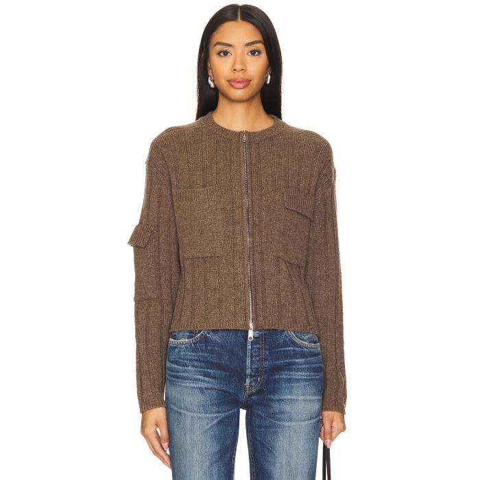 Moussy Vintage 【 Zip-Up Cardigan Women Brown 】 カーディガン レディースファッション トップス カーディガン ボレロ レディース 茶色 ブラウン