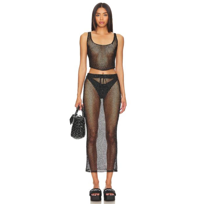 Superdown 【 Gabija Skirt Set Women Black 】 レディース 黒いこと 黒いこと