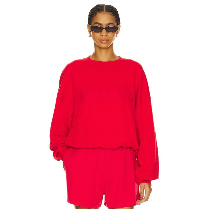 Rotate 【 Logo Crewneck Sweatshirt Women High Risk Red 】 ロゴ スウェット トレーナー レディースファッション トップス スウェット トレーナー レディース ハイ Red 赤・レッド