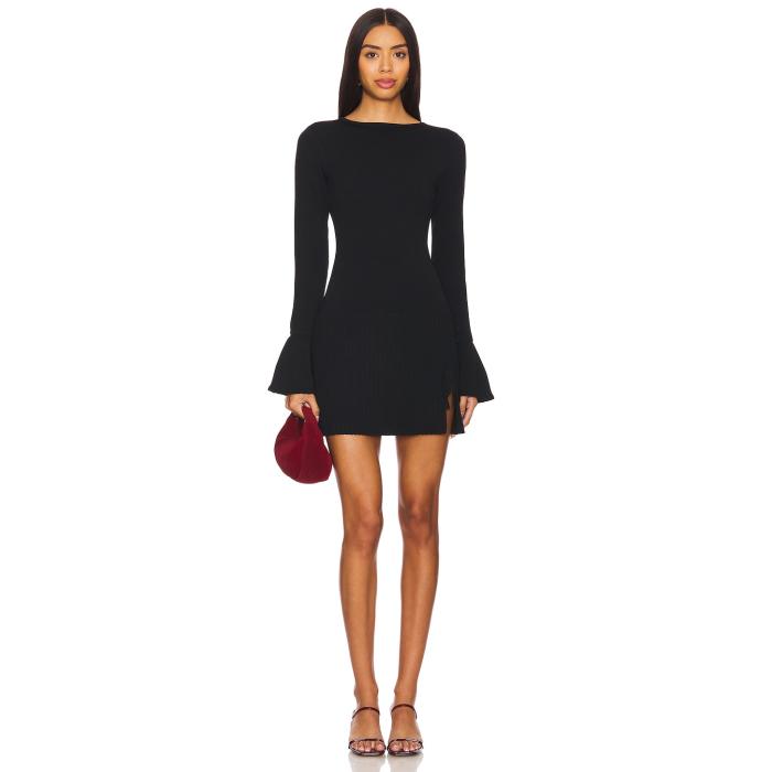 More To Come 【 Misty Knit Pleated Dress Women Black 】 ニット ドレス レディース 黒色 ブラック
