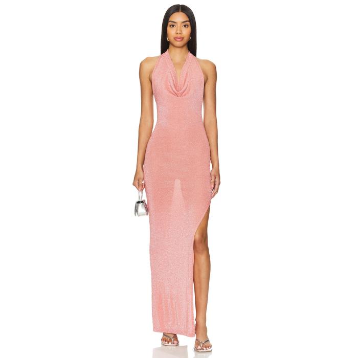 Superdown 【 Eva Drape Front Gown Women Peach Metallic 】 レディース