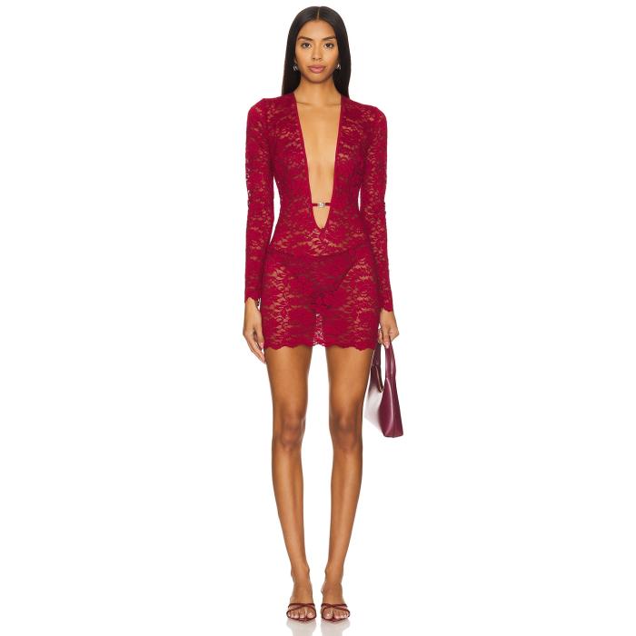 Superdown 【 Violetta Sheer Mini Dress Women Red 】 ドレス レディースファッション ドレス レディース Red 赤・レッド