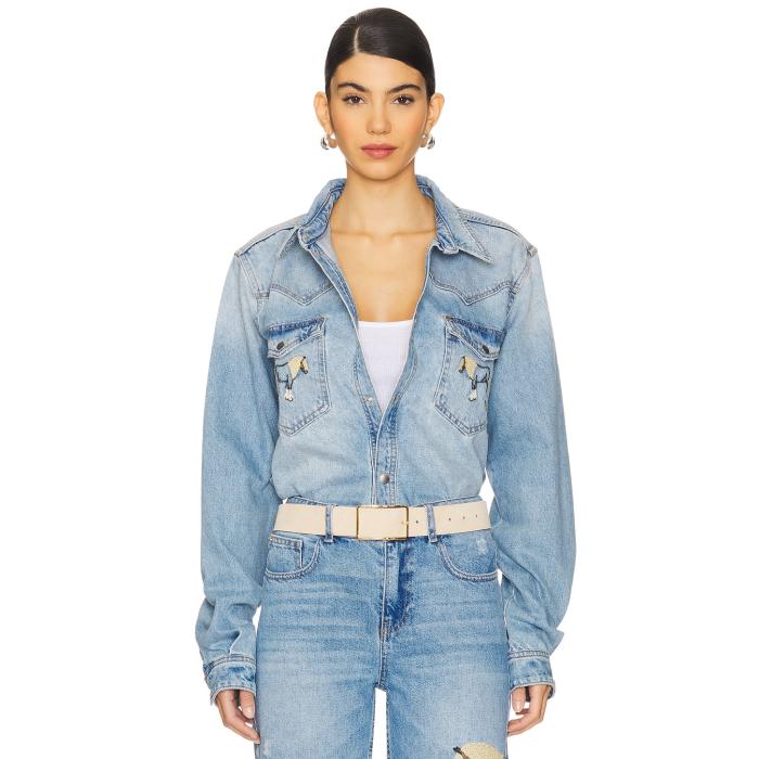 Understated Leather 【 Horsey Shirt Women Light Blue 】 レディース 青味 青み