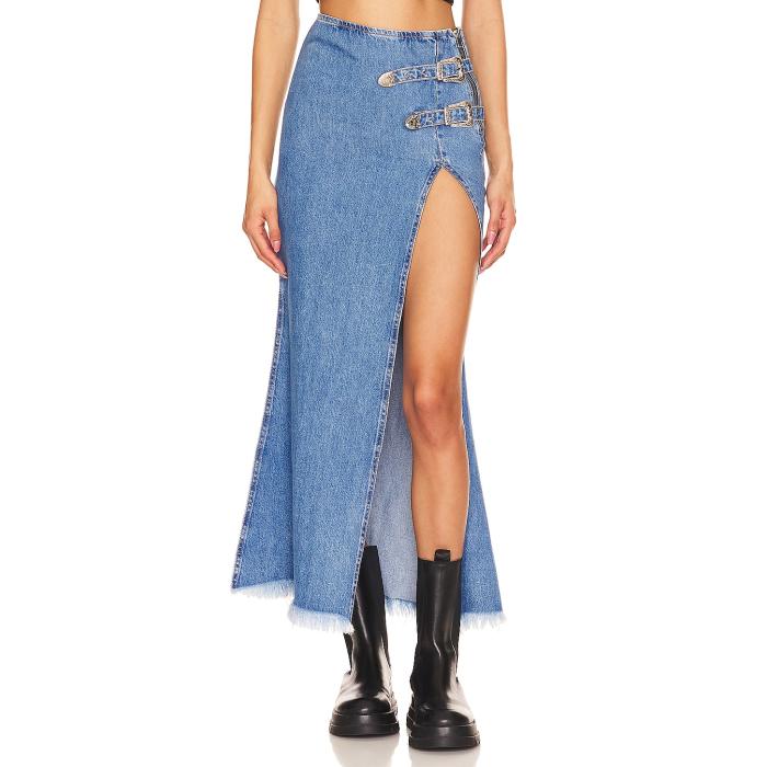 Understated Leather 【 Western Maxi Skirt Women Summer Sky Blue 】 ウェスタン レディースファッション ボトムス スカート レディース Summer サマー スカイ 青色 ブルー