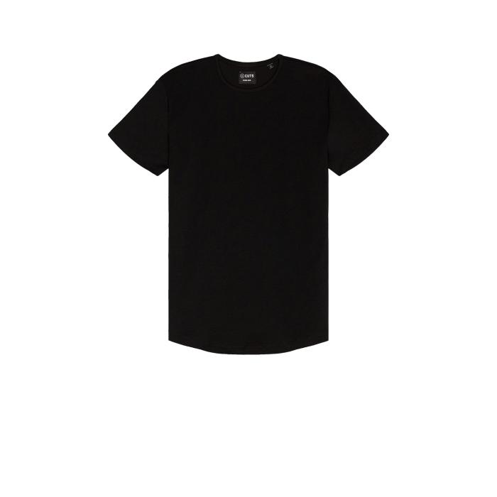 Cuts 【 Crew Curve Hem T-Shirt Men Black 】 クルー Tシャツ メンズ 黒色 ブラック｜スニケス